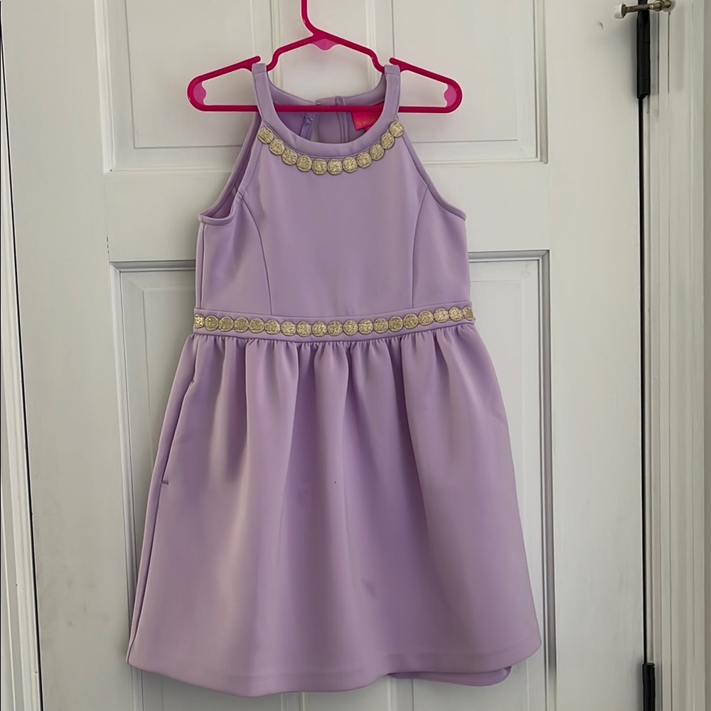 Girls Lilly Lavender Kids Dress with Gold Accents